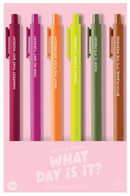 What Day Is It? Jotter Pen Set with 6 colorful gel pens gift store